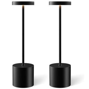 Cordless Table Lamp Set of 2, Rechargeable 5000mAh Battery Operated Outdoor Table Lamps, Portable LED Desk Lamp, 3 Color Dimmable Table Light for Restaurant, Patio, Bedroom, Bedside Night Lamp(Black)