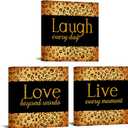 OuElegent 3 Piece Leopard Print Wall Decor Live Laugh Love Canvas Cheetah Wall Art for Modern Home Decor Stretched and Framed Ready to Hang