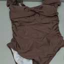 Womens One Piece Swimsuits Tummy Control Bathing Suits Modest Full Coverage Swimsuit Wide Straps Swimwear (Brown, XXL)