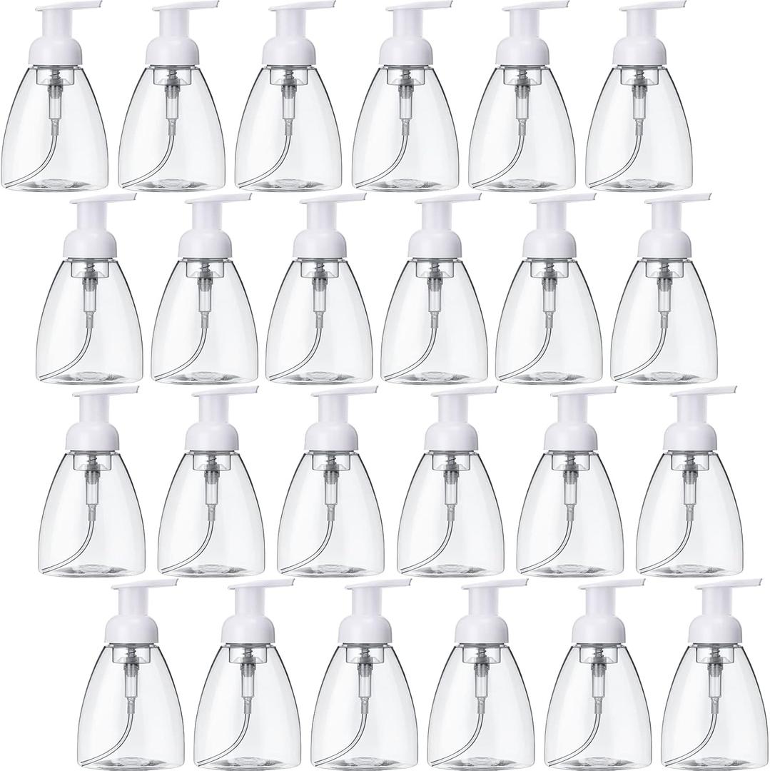 eBoot 24 Pcs Foaming Soap Dispenser Foaming Pump Bottle Travel Hand Soap Pump Foam Dispenser Bottle Plastic Press Bottles Empty Refillable Plastic Container for Liquid Shampoo (8 oz)