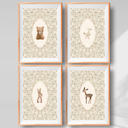 Bunny Nursery Print Set, Duck Nursery Print, Bear Deer Woodland Nursery, Neutral Nursery Decor, Vintage Nursery Decor, Cottagecore Nursery,  23.5x15.5 Inches