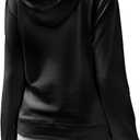 Women's Hoodies Casual Long Sleeve Hooded Sweatshirt Button Collar Drawstring Sweatshirt Pullover (Black, XL)