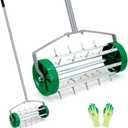 Colwelt Spike Lawn Aerator, Heavy Duty Rolling Lawn Aerator, Garden Yard Rotary Push Lawn Aeration with 49inch Steel Handle