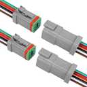 JRready ST9035-06-02 Deutsch 6 Wire DT Connectors Kit 14AWG (UL3266), Gray IP68 Waterproof Automotive Electrical 6 Pin Male and Female Wire Harness Connectors with Pigtail for Car Truck Boat, 2 Sets