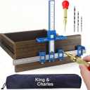 King&Charles Cabinet Hardware Jig, Cabinet Handle Jig + Automatic Hole Punch + Point Drill Bits, Use for Handles Knobs Pulls on Drawers/Doors, Wood Drilling Dowelling Guide Set.