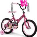 Huffy Disney Girls' Bikes, 16 Inch Sizes, Ages 3+ Years Old, Disney Princess, Minnie Mouse, Frozen Bicycles, Characters, Removable Training Wheels, Streamers, Easy Assembly, Durable, Safe