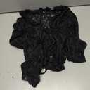 Women's V Neck Lace Sheer Top Sexy Mesh See Through Shirts Open Front Tie Long Sleeve Blouses Y2k Going Out Tops (Large, Black)