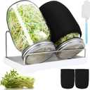 Sprouting Jar Kit, 32 OZ 2 Large Wide Mouth Mason Jars with Sprout Lids, Premium Canning Lids, Blackout Sleeves, Tray ,Stand & Canning Brush - Sprouting Kit for Growing Broccoli, Mung Bean, Alfalfa