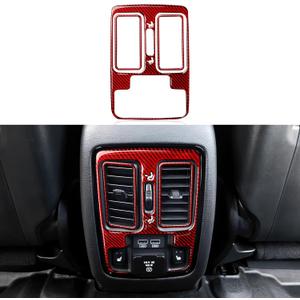 for 2011-2024 Dodge Durango Accessories Car Rear A/C Air Outlet Vent Decals Carbon Fiber Stickers, B Red