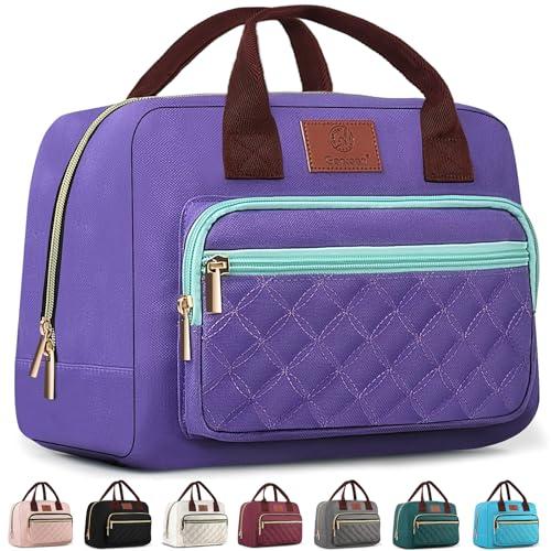 Lunch box for Women, Insulated, Lightweight, Large Capacity Lunch Tote Bag for Women, Tenns LunchBox Cooler for Work, School, Picnic or Travel with 2 Front Pocket -15 Cans/14 Liters Purple