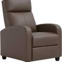 BestMassage | Recliner Chair | No Massage Function | Pu Brown | with Lumbar Support, Adjustable Push Back, Wide Armrests, Footrest & Padded Seat | Easy Assembly | for Living Room, Home Theatre, 29D x 26.5W x 43H Inch