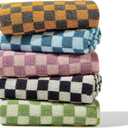 Hand Towels 5 Pack - Cotton Face Towels Soft, Absorbent, and Decorative Checkered Design for Bathroom, Kitchen, Gym, and Spa - 13 x 29 Inches for Any Occasion