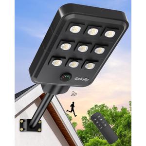 Gefolly G-9000W Solar Street Light Outdoor, Wide Angle Commercial Parking Lot Light Dusk to Dawn 6500K IP67 Flood Security with Motion Sensor Lamp for Yard, Basketball Court