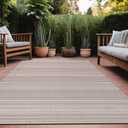 Luul Home Stripe Outdoor Rug 9x12 Washable Outside Carpet for Indoor Patio Porch Waterproof Easy Cleaning Non Shedding Area Rugs Beige 9 x 12
