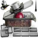 12-in-1 Vegetable Chopper, Mandoline Food Slicer for Kitchen, Cheese Grater, Veggie Chopper with Container, Vegetable Cutter for Onion, Salad and Fruit- Stainless Steel, Home Essential Tools