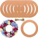 MixTeach 40 Pieces Large Hanging Round Wreaths 14Inch Round Cardboard Wreath Paper Rings Circle Hanging Ornaments Decorations with Hole Twine for Wedding Festival Christmas Valentines Day Decor