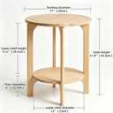 Solid Wood Round Side Table for Living Room, Bedroom, 17"W x 22"H