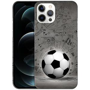 GlamCase for iPhone 12 Pro Max, iPhone 12 Pro Max Case - Soccer Ball with Black Art Wall Printed Cute Slim & Sleek Hard Plastic Designer Back Cover for iPhone 12 Pro Max