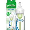 Dr. Brown's AntiColic Options+ Narrow Glass Baby Bottle with Level 1 Slow Flow Nipple, BPAFree, 4 oz/120mL, 4Pack