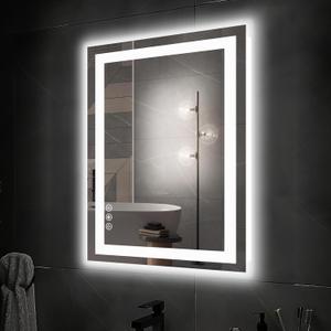 DUMOS 28"x 20" LED Bathroom Mirror with Lights, Dimmable Anti-Fog Front Lit Backlit Lighted Wall Mounted Rectangle for Vanity Makeup Memory Function Tempered Glass Shatter-Proof Horizontal&Vertically