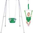 2 in 1 Baby Jumper with Swing-Indoor and Outdoor Use, Baby Jumpers and Bouncers, Toddler Swing with Foldable StandGreen