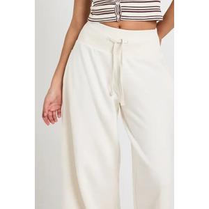 Women’s Wide Leg Jogging Pants with Deep Ribbed Waistband, Casual Lounge Sweatpants, Size XS