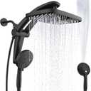 Rain Shower Head with Handheld High Pressure rainfall Shower Heads with Handheld Spray Combo Adjustable One-Piece Stand Dual Shower Head Built-in Magnetic Docking and Power Jets