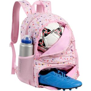 TRAILKICKER Basketball Bag Backpack for Women with Ball & Shoe Compartment, Lightweight Breathable Soccer Ball Backpack for Volleyball, Football, Sports, Travel, Gym (X-Large, Pink Mosaic)