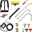 24 FT Telescoping Pressure Washer Wand with Pressure Washer Extension Wand, Brush Head, Gutter Cleaner, 5 Spray Nozzle Tips, 2 Hose Adapters and Support Belt