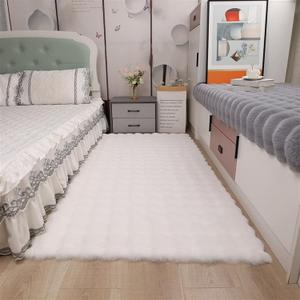 Area Rugs Bubble Soft Faux Rabbit Fur Rug, Ivory White 32" x 60" Plush Carpet Shag Cozy Fluffy Rug Non Slip Machine Washable Shaggy Rectangular Square Rug for Bedroom Living Room Dining Room