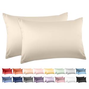 100% Cotton Standard Pillowcases Set of 2, Deep Dream 600 Thread Count Pillow Cases, 20x26 Inches, Super Soft and Breathable Envelope Closure (Cream)