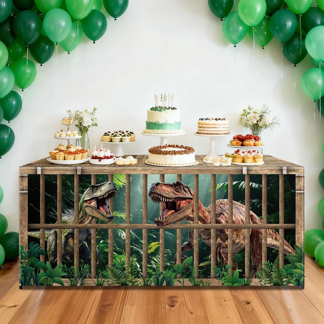 6Ft Dinosaur Tablecloth Dinosaur Party Decorations Dino Table Cover Jungle Dino Park Birthday Decor Carnival Circus Party Tablecloth Washable Rectangle Table Covers for Jungle Parties Supplies