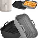 Collapsible Air Fryer Silicone Liners 2-Pack for Bella 6Qt Slim Air Fryer(5lb Capacity), Reusable Airfryer Silicone Pot Rectangle, Non-stick Baking Basket Insert for Air Frier Accessories,Gray+Black