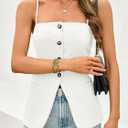 Cicy Bell Womens Summer Cami Suit Vest Dressy Casual Button Down Waistcoat Fitted Split Hem Sleeveless Blazer Tops (White, L)