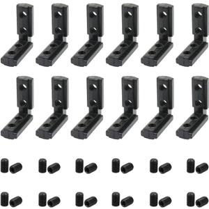 12Pcs Black 10 Series Aluminum Extrusion Profiles 1010 Series L-Shape Interior Corner Connector Joint Bracket with Screws for 10/10 1" x 1" 1 Inch x 1 Inch Extruded Aluminum Profiles