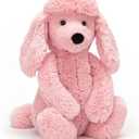 Plush Poodle Puppy Stuffed Animals Toys Pink Dog Dolls Gifts for Kids Boys Girls 12 Inches