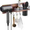 Wooden Hair Dryer Holder Wall Mounted, Bathroom Hair Tool Organizer, Blow Dryer Holder Shelf, Curling Iron and Hair Styling Tools Organizer