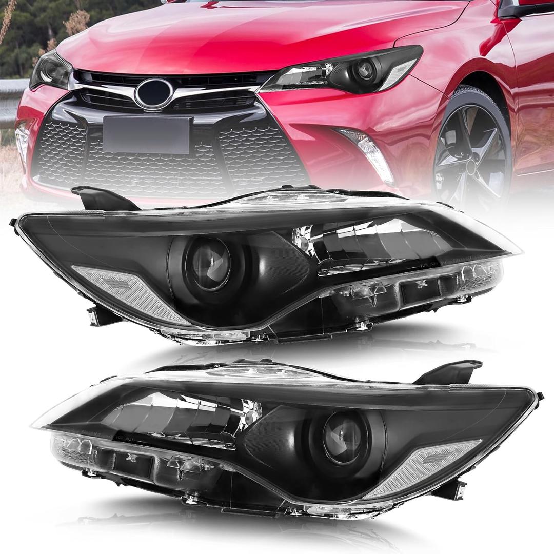 Headlight Assembly Fit For 2015-2017 Toyota Camry 2015 2016 2017 Toyota Camry Headlight Assembly Black Housing Clear Reflector-S