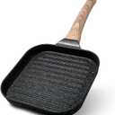 ESLITE LIFE 7 Inch Nonstick Small Grill Pan for Indoor Cooking, Versatile Induction Square Grilling Skillet Steak Pan for Stove Tops, PTFE & PFOA Free, Black