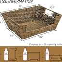 2 Pack Open Front Storage Baskets, Brown Paper Rope Woven Basket with Built-in Handles, 13''W x 10.6''D x 4.7''H Pantry Organzier Bins for Shelf, Bedroom, Living Room, Pantry