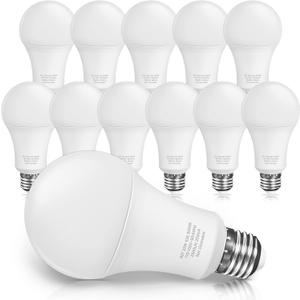 UNILAMP A21 Bright Light Bulbs, 150-200W Equivalent LED Bulbs, Daylight White 5000K, 2500 Lumens, E26 Medium Base Bulb, Non-dimmable, 23W LED Light Bulbs for Bedroom Living Room Home Office, 12-Pack