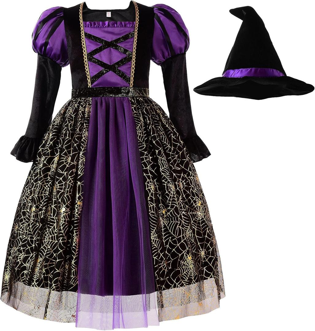 ReliBeauty Girls Halloween Spider Witch Dress (6/130)