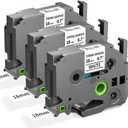 TZe-S241 18mm Extra Strength Adhesive Tape Replacement for Brother TZeS241 TZ Tape 18mm 0.7 Strong Adhesive Black on White 3/4" for Brother P Touch PTD400 PTD410 PTD400AD PTD600 PT1750, 3-Pack