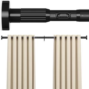 AIZESI 41-165 Inch Heavy Duty Black Tension Curtain Rod - No Drilling, Adjustable, Rust-Resistant for Outdoor, Living Room, Window, Bathroom