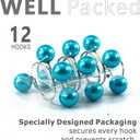 Teal Blue Shower Curtain Hooks : 12 Pcs Turquoise Aqua Pearl Ball Design Rustproof Stainless Steel Rings Decorative Bathroom Accessories for Boho Coastal & Modern Dcor