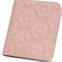 Womens Wallet,Slim Small Wallet Women RFID Bifold Compact Wallets for Women 3D Embossed Leather Wallet with ID Credit Card Holder Zipper Coin Pocket Pink