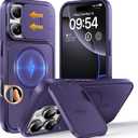 TOCOL for iPhone 16 Pro Max Case with Slide Camera Cover, Kickstand and Camera Control Button, Fit for MagSafe, Rugged Solid Phone Case, Non-Slip, Drop Protection, Midnight Purple