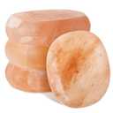 4 Pcs Flat Oval Massage Stone 3.5 x 1 x 2.6 Crystal Hand Carved Stone for Massages Therapy Himalayan Salt Massages Rocks Natural Pink Heated Warmer Stones for Spa Massage Salt and Sugar