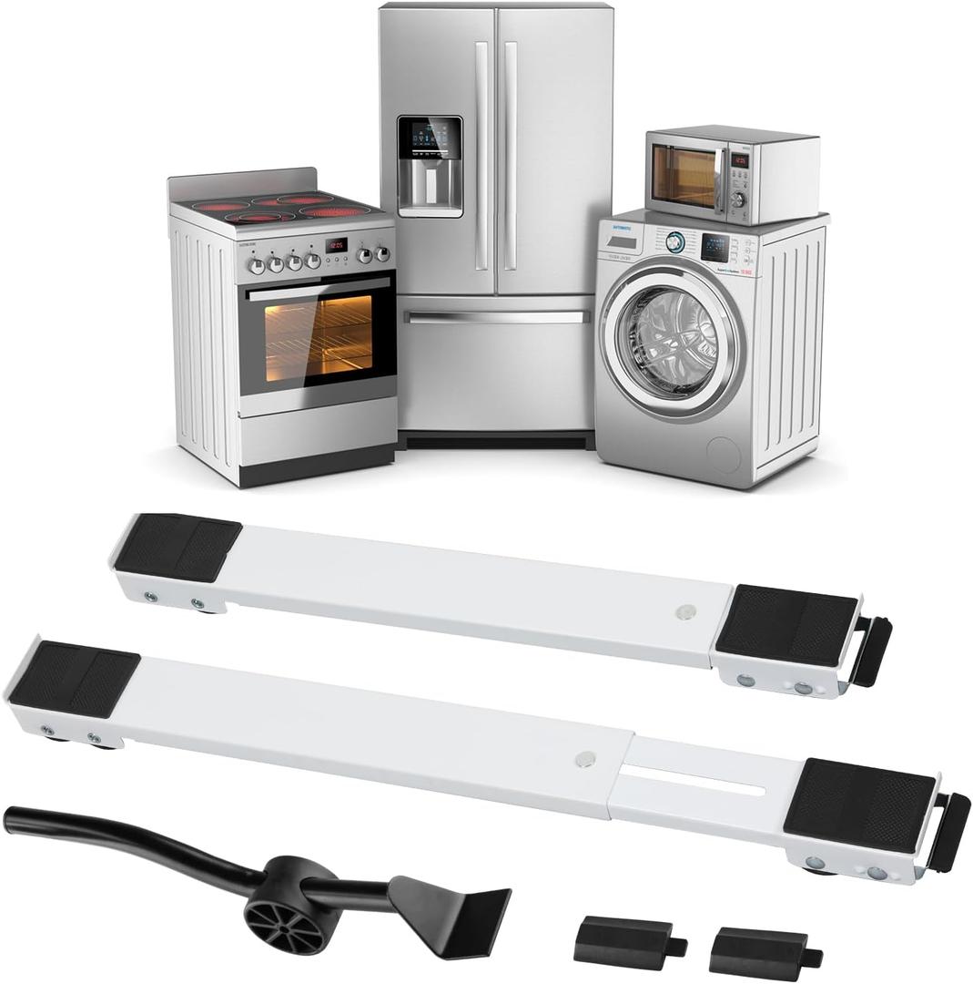 KELIXU Appliance Rollers Heavy Duty Furniture Dolly Mobile Roller, Washing Machine Stand with Wheels Mobile Base for Refrigerators, Dryers, Washing Machines, Support 660 LB, White