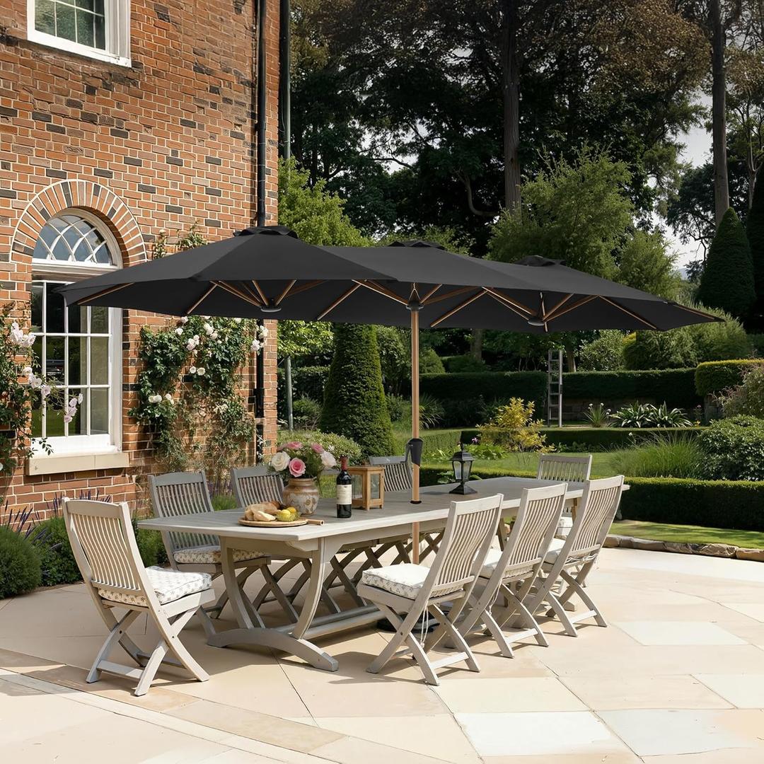 SUPERJARE 13FT Outdoor Umbrella for Patio, Double sided Pool Umbrellas with Fade Resistant Canopy, Large Table Umbrella for Deck, Market, Backyard - Black